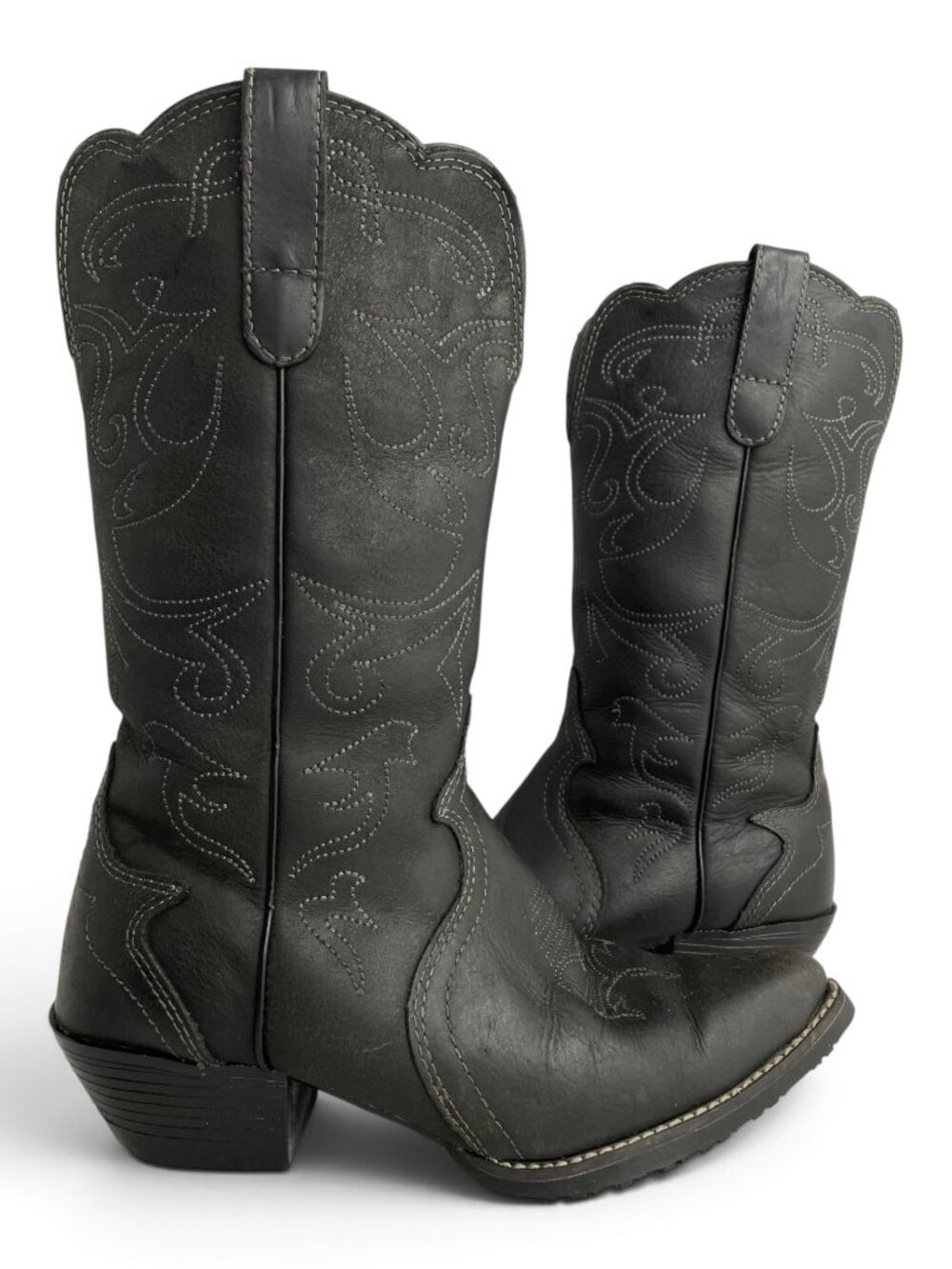 Shoes for Crews Black Leather Snip Toe Cowgirl Western Cowboy Boots Women's 8